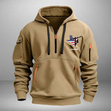 Personalized US State Map Electrician Custom Name Quarter Zip Hoodie 2D Printed VQ241015