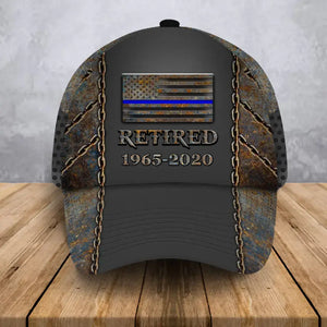 Personalized US Officer Thin Blue Line 3D Printed Cap QTHN24986