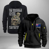 Personalized Australian Army Fate Whispers To The Warrior you Cannot Withstand The Storm Quarter Zip Hoodie 2D Printed KVH241016