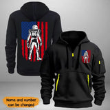Personalized Football Player US Flag Quarter Zip Hoodie 2D Printed KVH241024