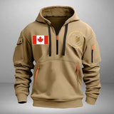 Personalized Canadian Army Retired Rank Gold Custom Name & Service Time Quarter Zip Hoodie 2D Printed AHVA241028