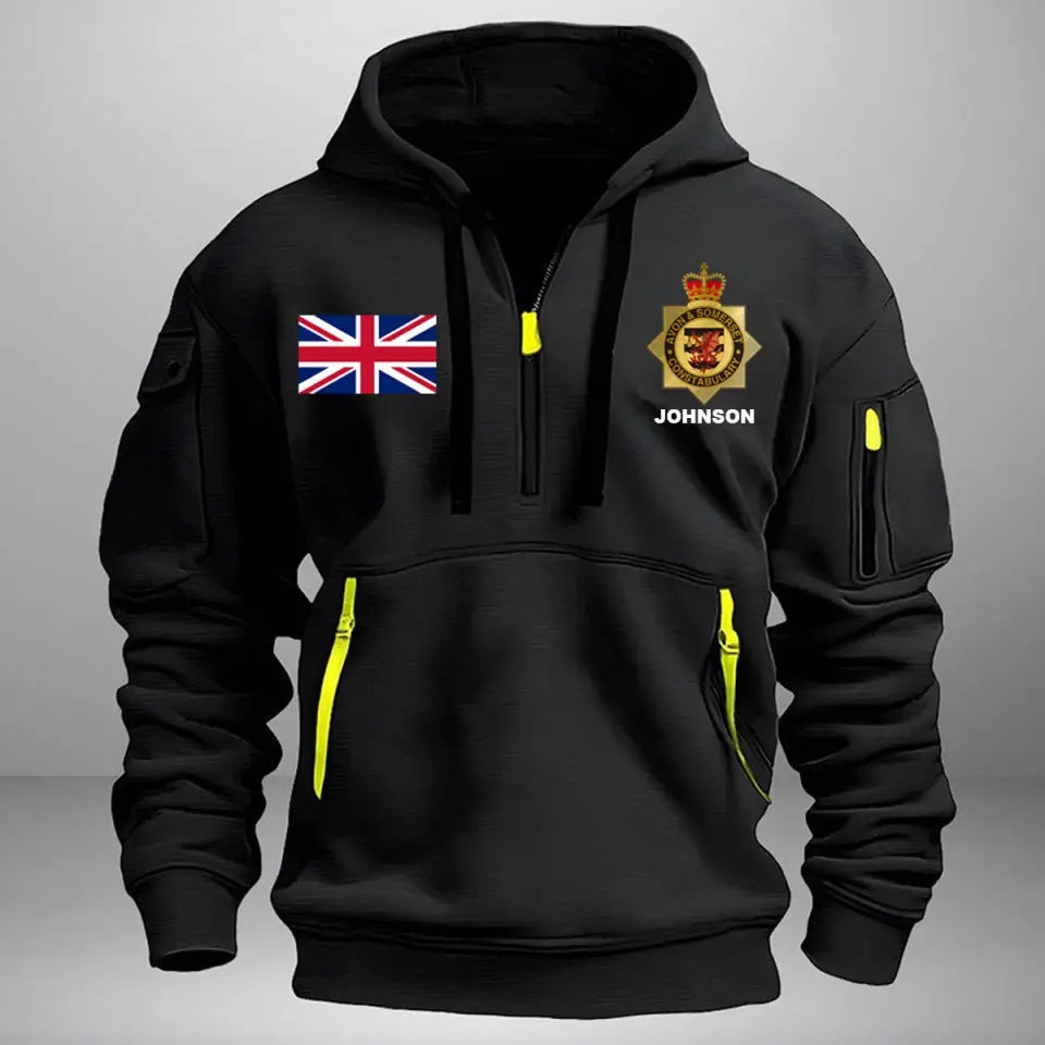 Personalized UK Police Branch Logo Custom Name Quarter Zip Hoodie 2D Printed LVA241023