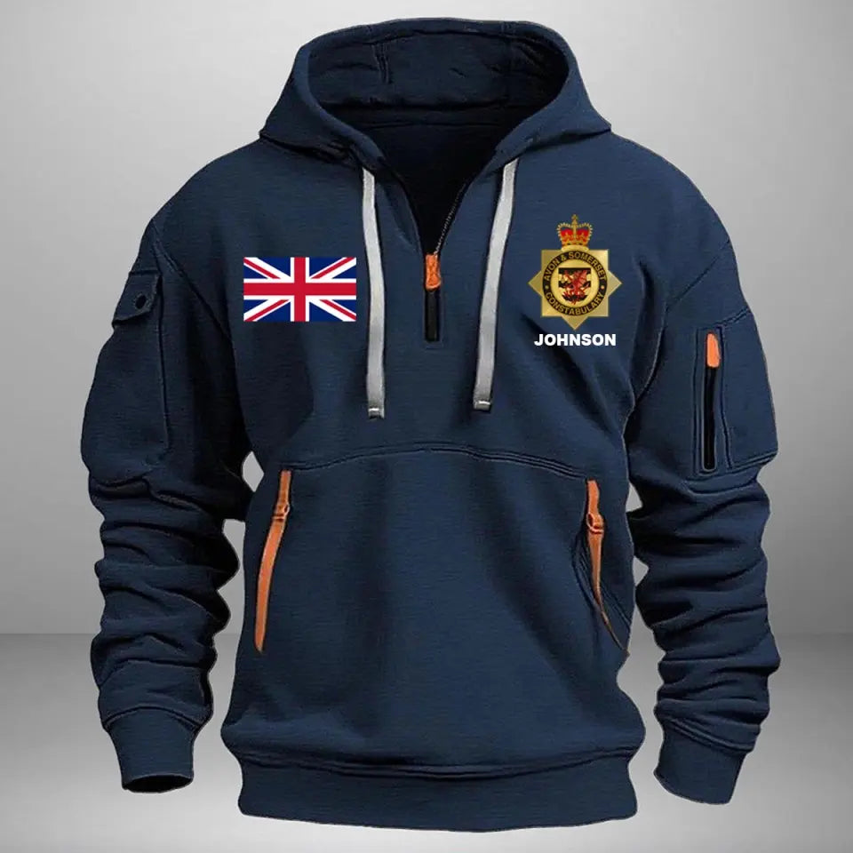 Personalized UK Police Branch Logo Custom Name Quarter Zip Hoodie 2D Printed LVA241023