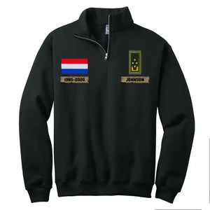 Personalized Dutch Veteran Rank Camo Custom Name & Time Stand Collar Zipper Sweatshirt 2D Printed LVA241032