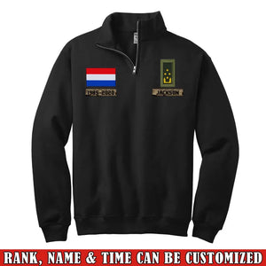 Personalized Dutch Veteran Rank Camo Custom Name & Time Stand Collar Zipper Sweatshirt 2D Printed LVA241032