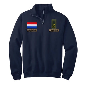 Personalized Dutch Veteran Rank Camo Custom Name & Time Stand Collar Zipper Sweatshirt 2D Printed LVA241032