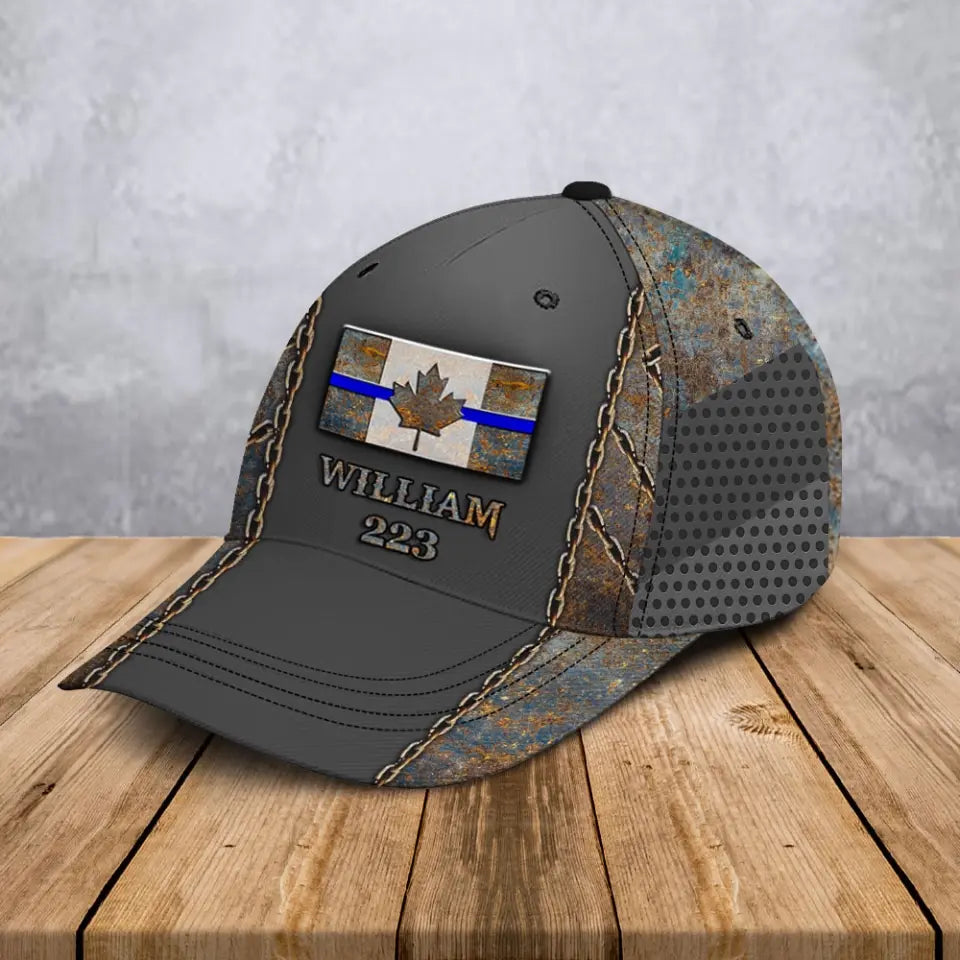 Personalized Canadian Police Flag Custom Name & ID Cap 3D Printed QTHN241035