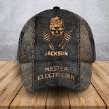 Personalized Master Electrician Custom Name Cap 3D Printed LVA241037