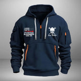 Personalized Iron Worker US Flag Custom Name Quarter Zip Hoodie 2D Printed QTKVH241036