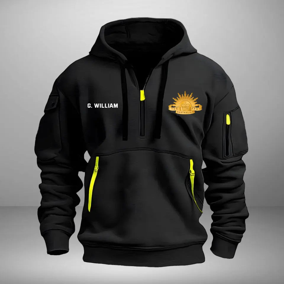 Personalized Australian Army Logo Custom Name Quarter Zip Hoodie 2D Printed VQ241043
