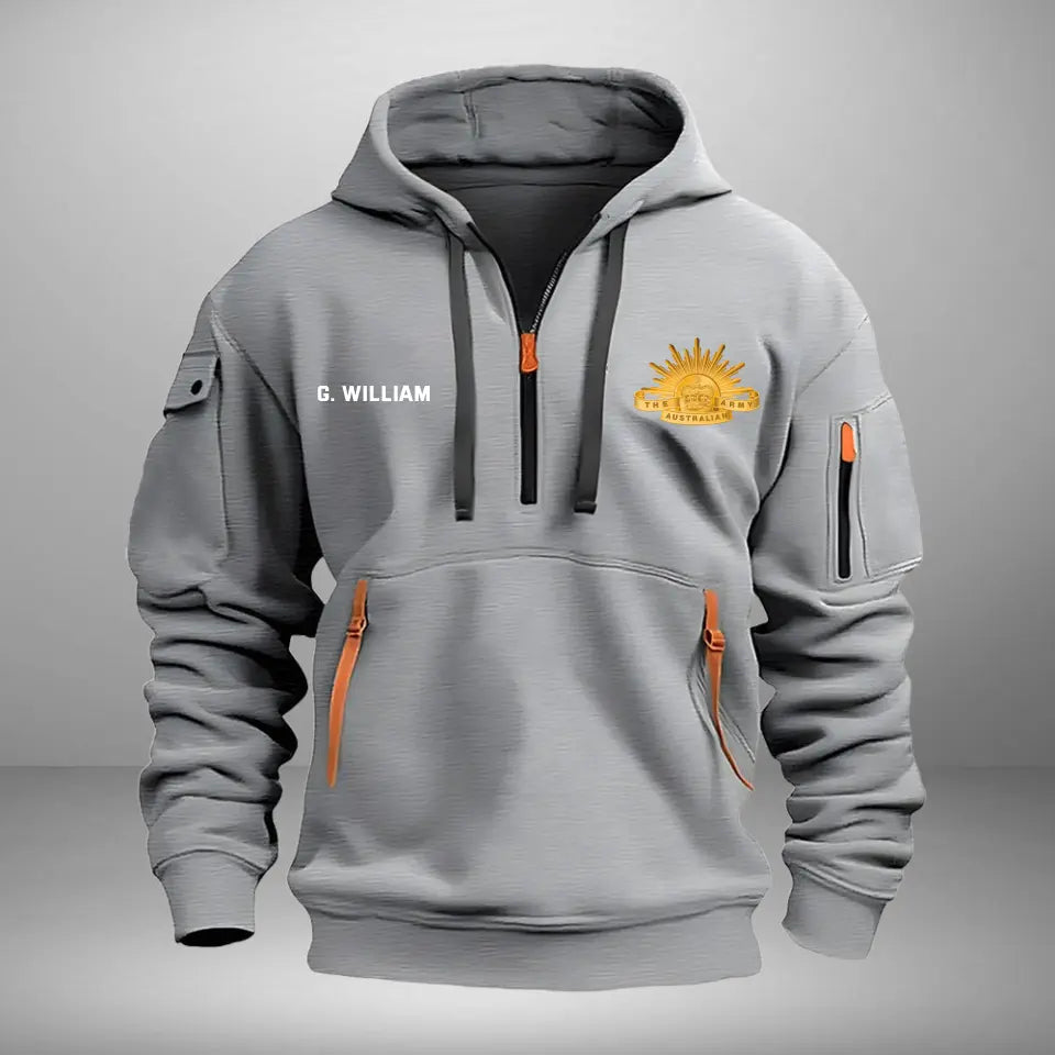 Personalized Australian Army Logo Custom Name Quarter Zip Hoodie 2D Printed VQ241043