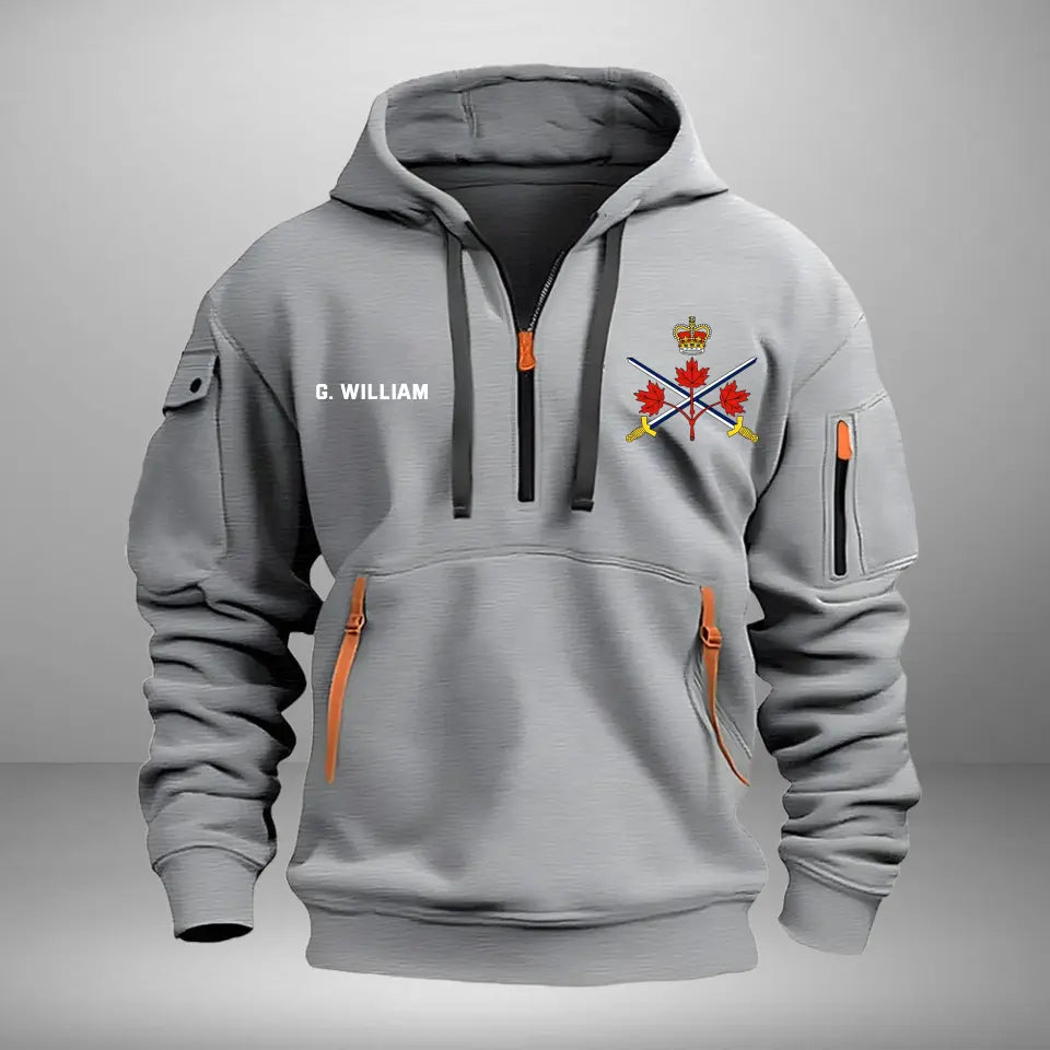 Personalized Canadian Army Logo Custom Name Quarter Zip Hoodie 2D Printed VQ241043