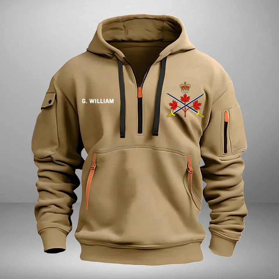 Personalized Canadian Army Logo Custom Name Quarter Zip Hoodie 2D Printed VQ241043