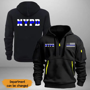 Personalized Police Department US Flag Custom Name Quarter Zip Hoodie 2D Printed QTKVH241047