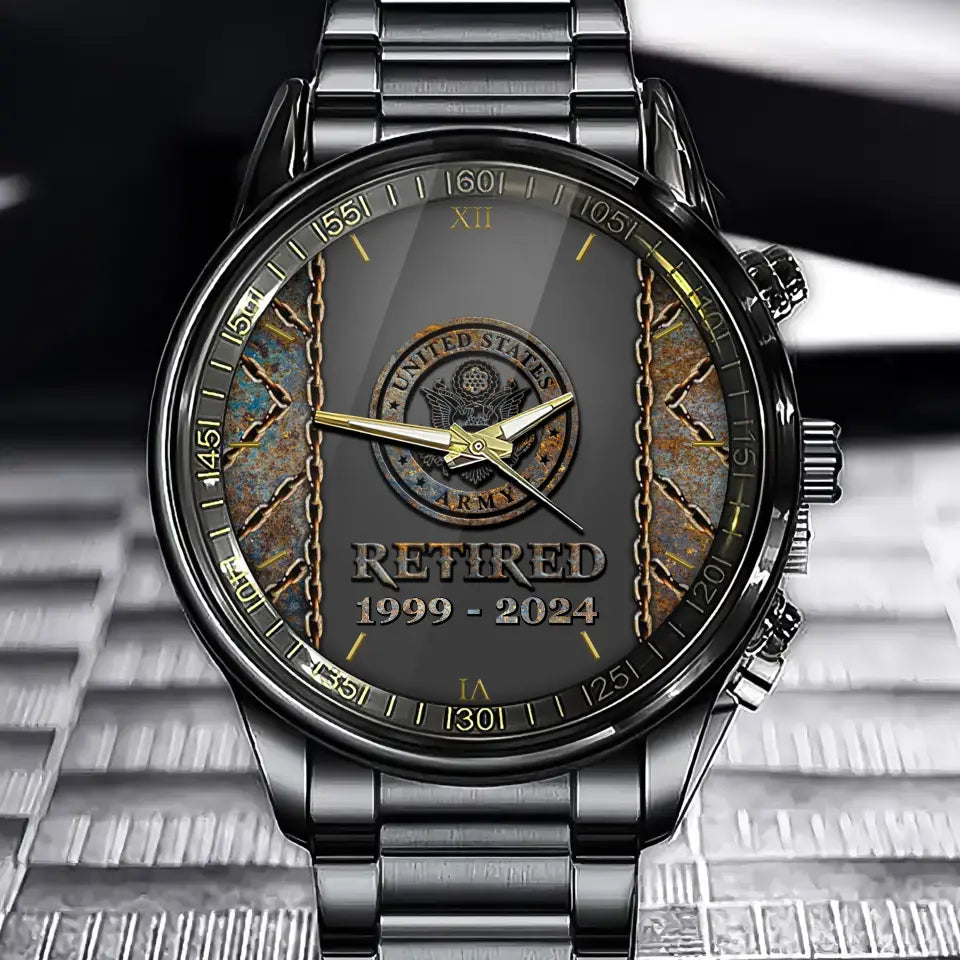 Personalized Retired US Army Custom Served Time Watch Printed QTVQ241042