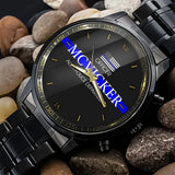Personalized US Flag Blue Line Custom Name & Department Watch Printed QTKH241052