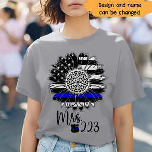 Personalized Sunflower US Police Wife Custom ID T-shirt Printed QTHN241056