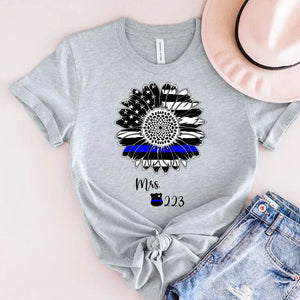 Personalized Sunflower US Police Wife Custom ID T-shirt Printed QTHN241056