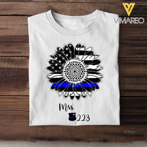Personalized Sunflower US Police Wife Custom ID T-shirt Printed QTHN241056
