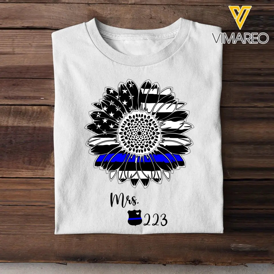 Personalized Sunflower US Police Wife Custom ID T-shirt Printed QTHN241056