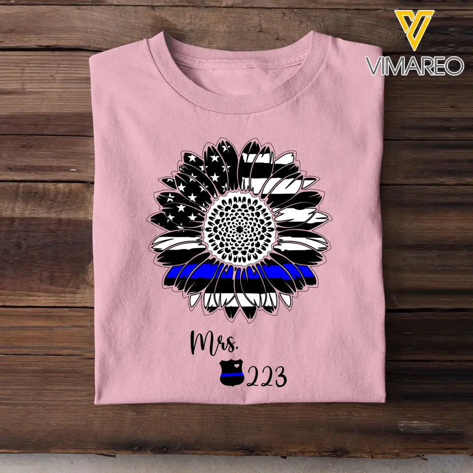 Personalized Sunflower US Police Wife Custom ID T-shirt Printed QTHN241056