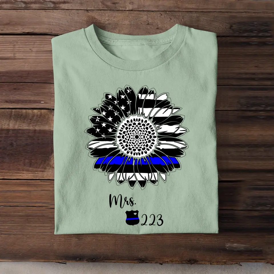 Personalized Sunflower US Police Wife Custom ID T-shirt Printed QTHN241056