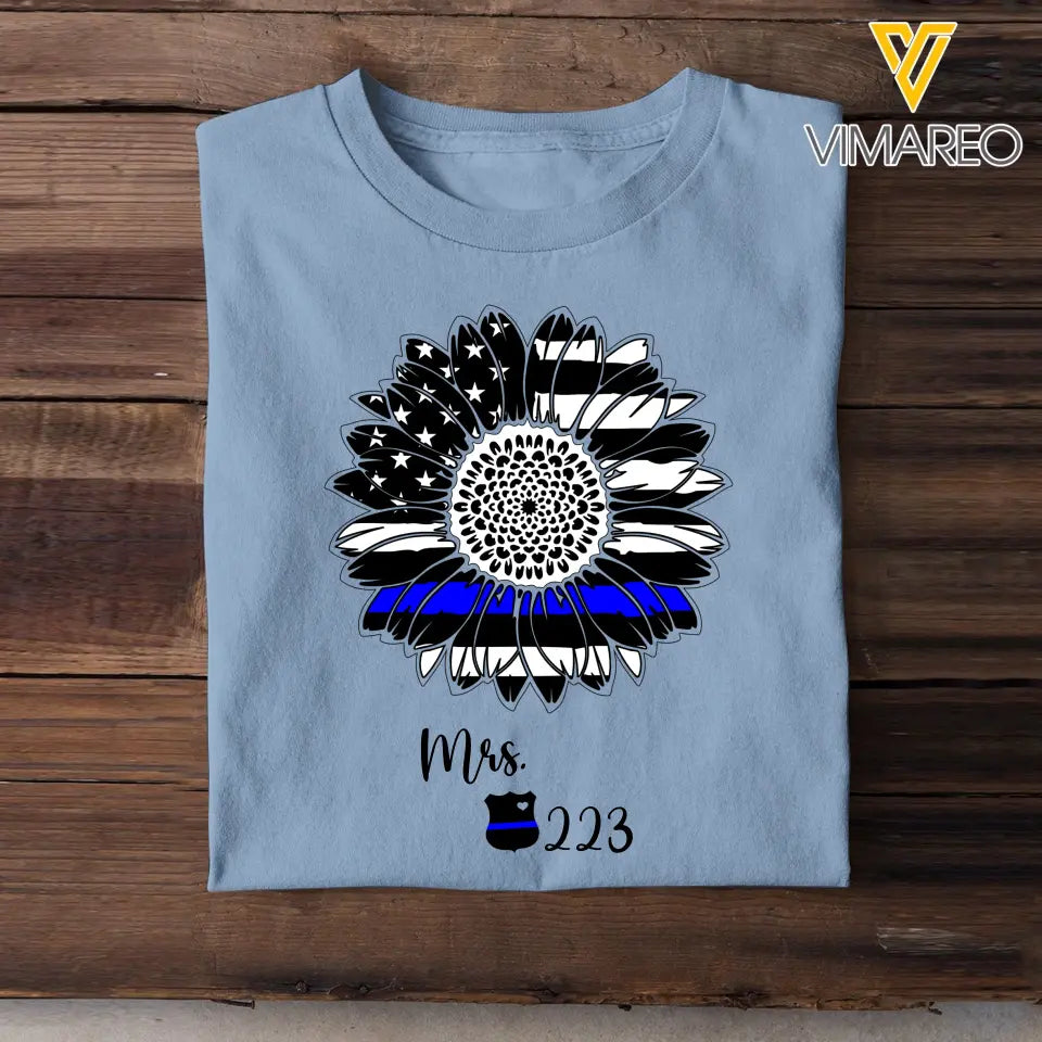 Personalized Sunflower US Police Wife Custom ID T-shirt Printed QTHN241056
