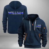 Personalized US Police Flag Custom Name Quarter Zip Hoodie 2D Printed KVH241057
