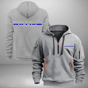 Personalized US Police Flag Custom Name Quarter Zip Hoodie 2D Printed KVH241057