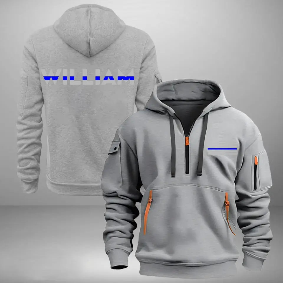 Personalized US Police Flag Custom Name Quarter Zip Hoodie 2D Printed KVH241057