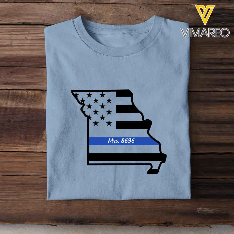 Personalized US State Map Police Custom ID T-shirt Printed LVA241059