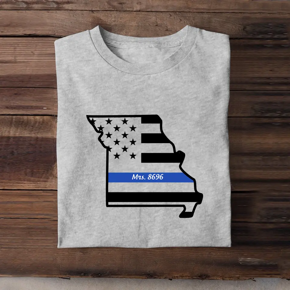 Personalized US State Map Police Custom ID T-shirt Printed LVA241059