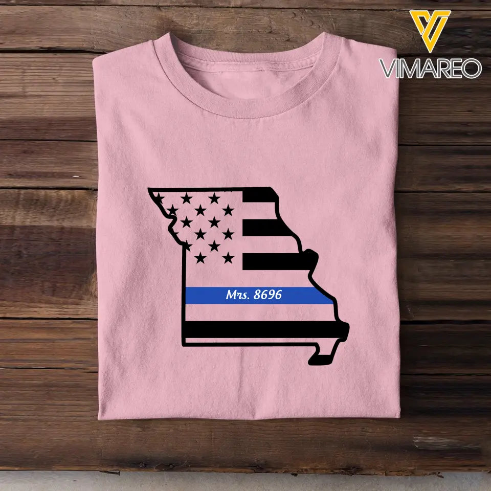 Personalized US State Map Police Custom ID T-shirt Printed LVA241059