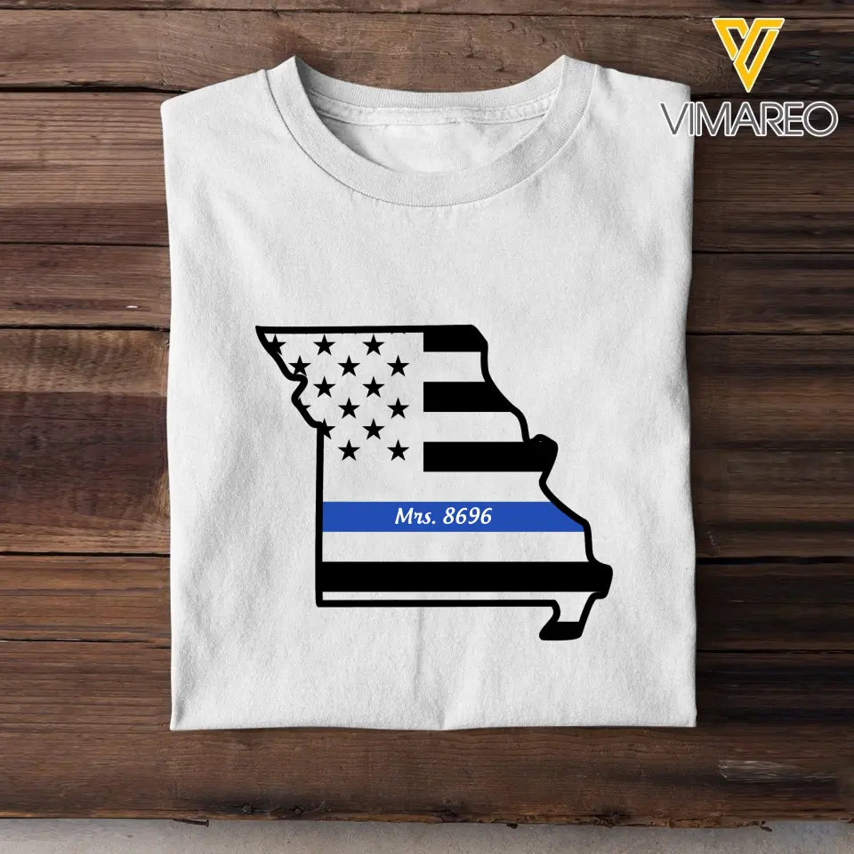 Personalized US State Map Police Custom ID T-shirt Printed LVA241059