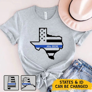 Personalized US State Map Police Custom ID T-shirt Printed LVA241059