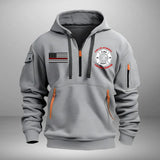 Personalized US Firefighter Flag Custom Name & Department Quarter Zip Hoodie 2D Printed AHHN241062