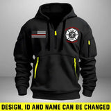 Personalized US Firefighter Flag Custom Name & Department Quarter Zip Hoodie 2D Printed AHHN241062