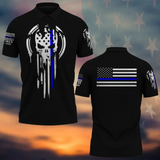 Personalized Retired US Police Skull Flag Custom Time Polo Shirt Printed QTKH241067