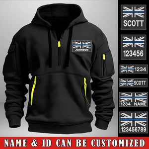 Personalized UK Police Flag Custom Name & ID Quarter Zip Hoodie 2D Printed LVA241070