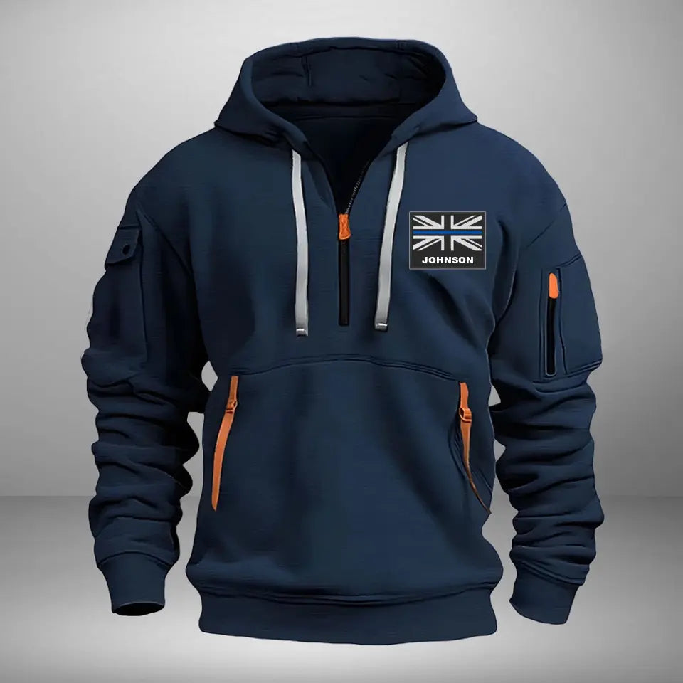 Personalized UK Police Flag Custom Name & ID Quarter Zip Hoodie 2D Printed LVA241070