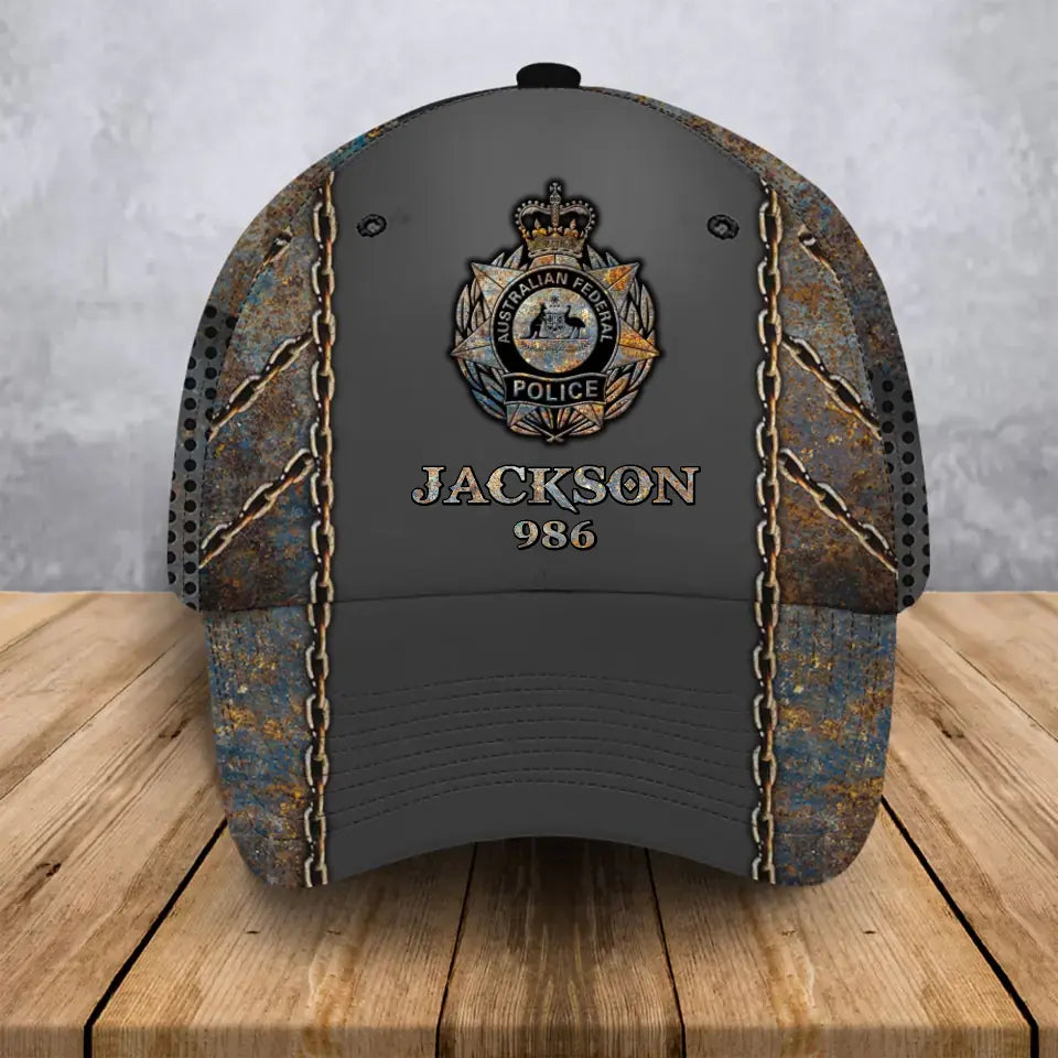 Personalized Australian Police Branch Logo Custom Name & ID Cap 3D Printed QTVA241065
