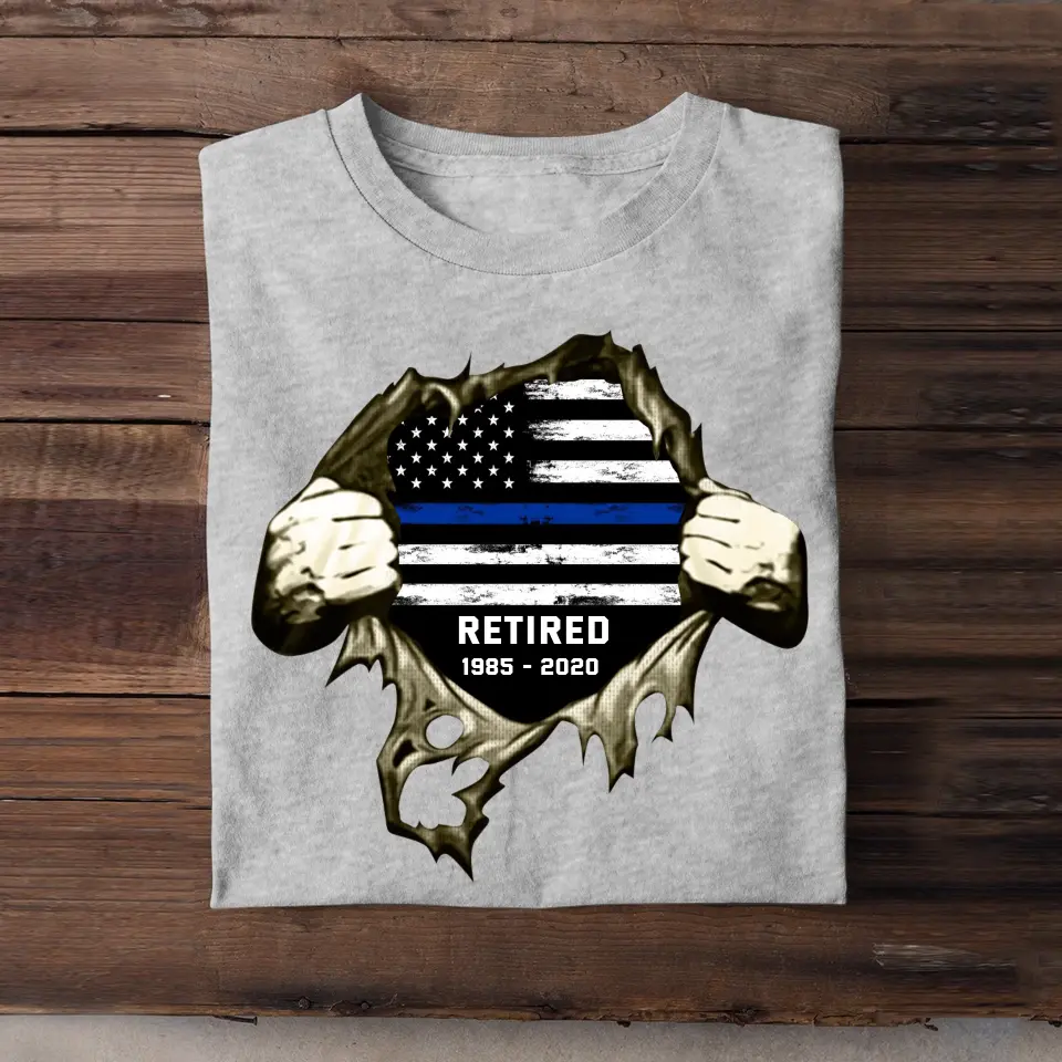 Personalized Retired US Police Custom Time T-shirt Printed KVH24852