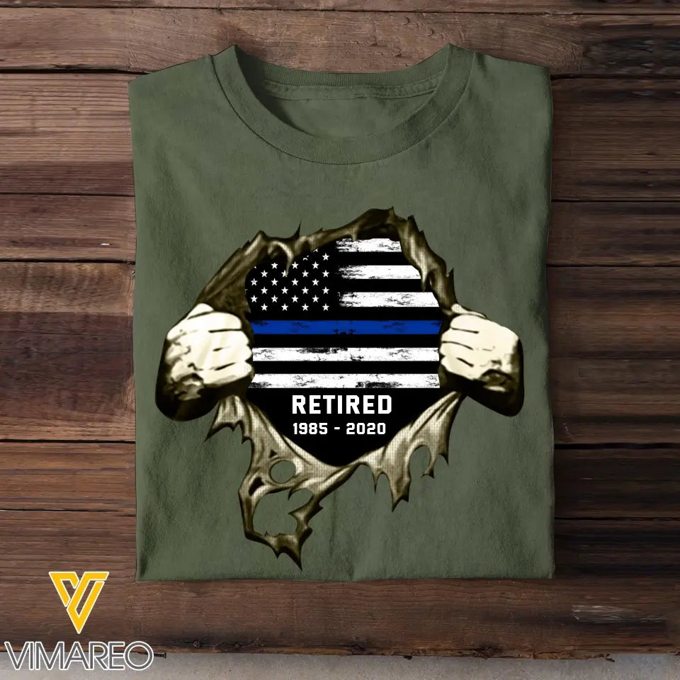 Personalized Retired US Police Custom Time T-shirt Printed KVH24852