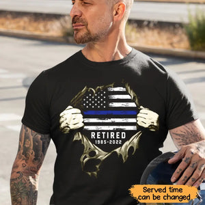 Personalized Retired US Police Custom Time T-shirt Printed KVH24852