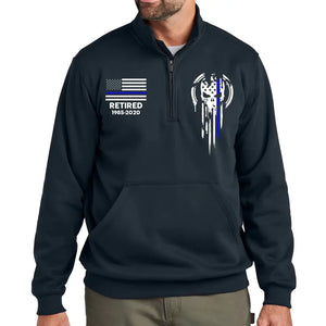 Personalized Retired US Police Custom Time Skull US Flag Haft Zipper Sweatshirt 2D with Pocket Printed LVA241085