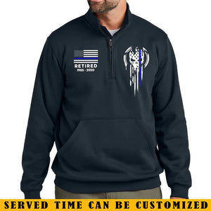 Personalized Retired US Police Custom Time Skull US Flag Haft Zipper Sweatshirt 2D with Pocket Printed LVA241085