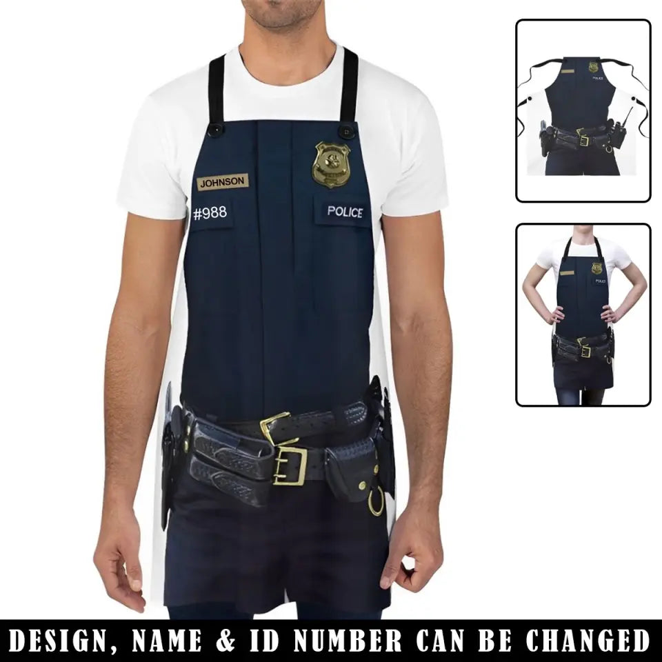 Personalized Police ID & Name Best Gift for Police Officers Apron Printed QTVQ241099