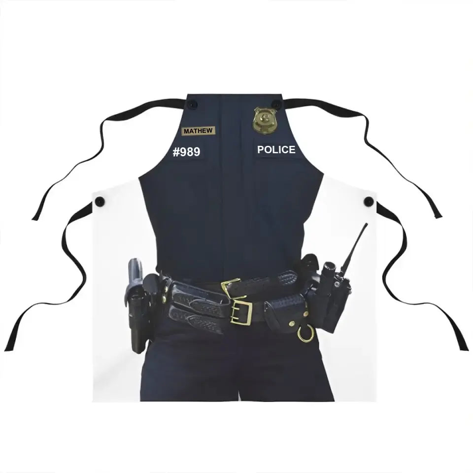 Personalized Police ID & Name Best Gift for Police Officers Apron Printed QTVQ241099