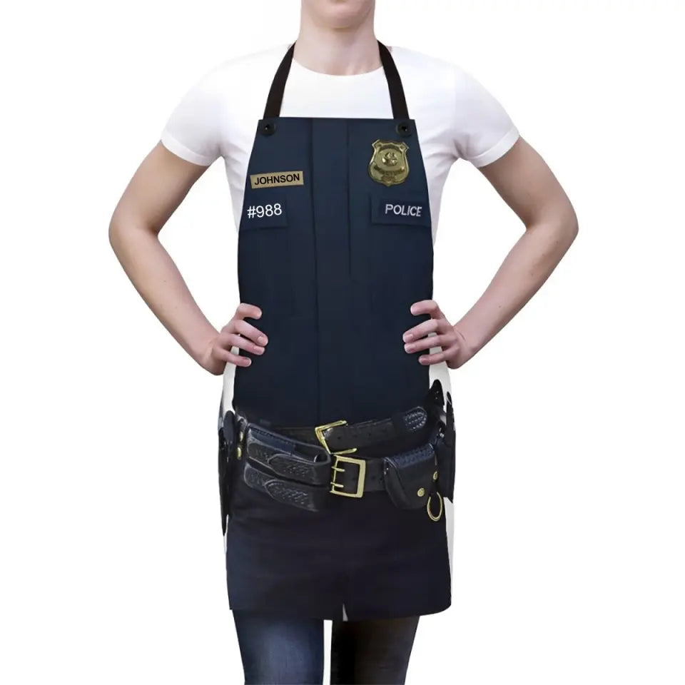 Personalized Police ID & Name Best Gift for Police Officers Apron Printed QTVQ241099
