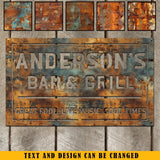 Personalized Anderson's Bar & Girl Great Food Live Good Times Music Camping Gift Metal Sign Printed KVH241110
